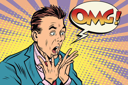 OMG businessman pop art retro style. Pop art retro vector illustrationのイラスト素材