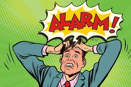 alarm businessman in panic. Pop art retro vector illustrationの写真素材