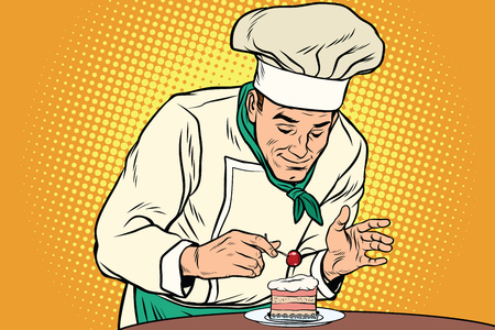 The chef prepares a sweet dessertの写真素材