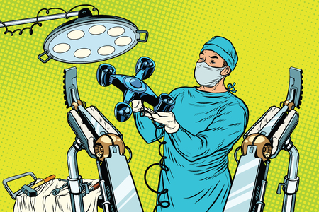 Obstetrician delivered a baby robot quadcopter droneのイラスト素材