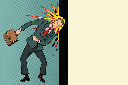 Businessman breaks the wall with his headのイラスト素材
