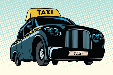 Black taxi with a yellow signのイラスト素材