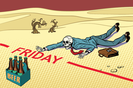 Thirst for beer. The man died before Fridayのイラスト素材