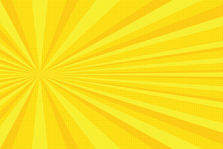 yellow rays pop art background. retro vector illustrationの写真素材