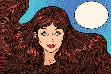 smiling brunette with long hairのイラスト素材