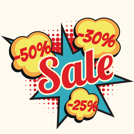 sale 50 30 25 percent discount comic book wordのイラスト素材