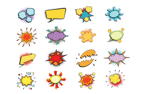 Set of colored comic book bubbles isolated on white background. Pop art retro vector illustrationのイラスト素材