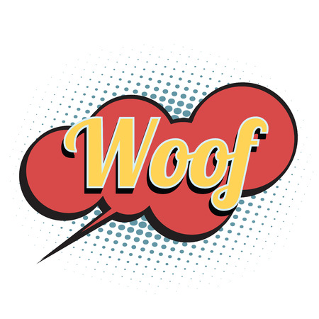 woof comic word. Pop art retro vector illustrationの写真素材