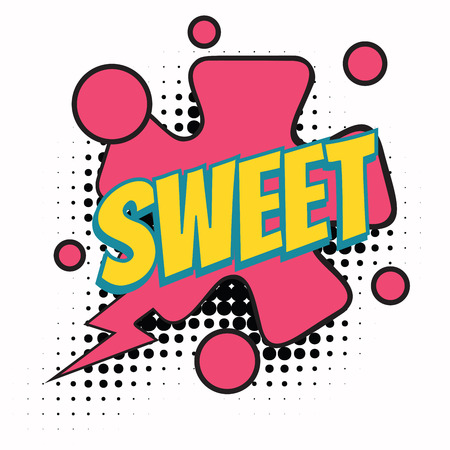 sweet comic word. Pop art retro vector illustrationの写真素材