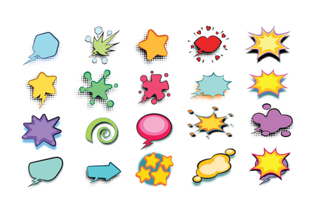 set comic bubble and arrow. Pop art retro vector illustrationのイラスト素材
