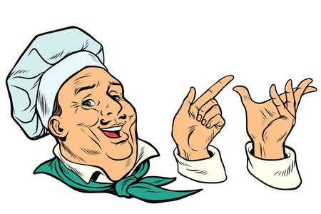 set French or Italian cook and hand gestures. Pop art retro comic book vector illustrationのイラスト素材
