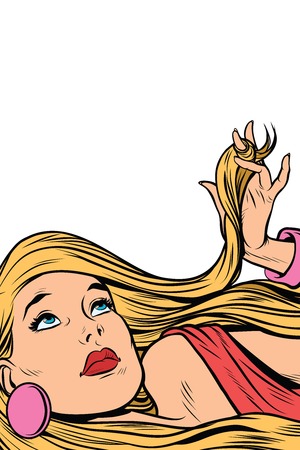 beautiful blonde lies. Pop art retro comic book vector illustrationのイラスト素材