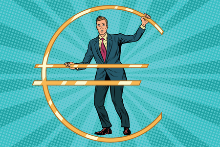 Businessman prisoner in jail euro money. Pop art retro comic book vector illustrationのイラスト素材