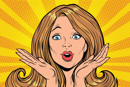 Beautiful female emotional reaction misunderstanding. Pop art retro comic book vector illustrationの写真素材