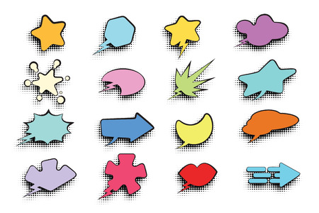 set comic bubble and arrow. Pop art retro vector illustrationの写真素材
