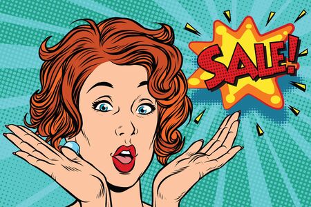 Sale Pop art woman. retro vector illustrationのイラスト素材