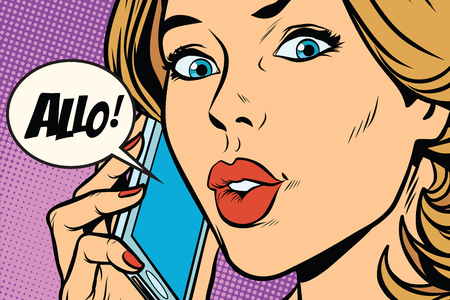 Hello woman on the phone. Pop art retro comic book vector illustrationの写真素材