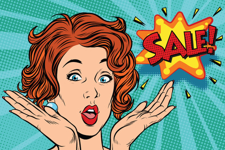 sale Pop art woman. retro vector illustrationの写真素材