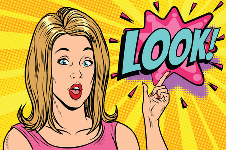 Pop art kitsch woman look. retro vector illustrationの写真素材