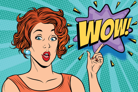 wow Pop art woman. retro vector illustrationの写真素材