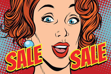 Sale comic text pop art womanの写真素材