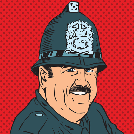 avatar portrait of a British police officer. Pop art retro vector illustrationのイラスト素材