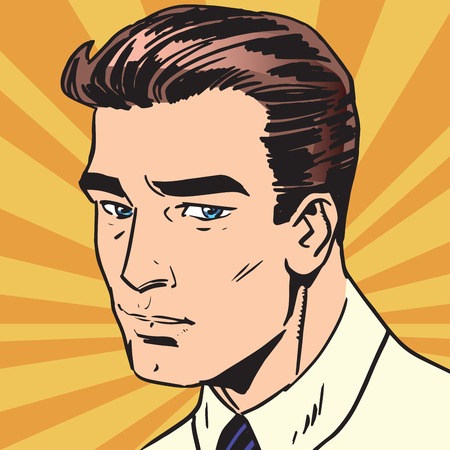 avatar portrait sad man. Pop art retro vector illustrationのイラスト素材