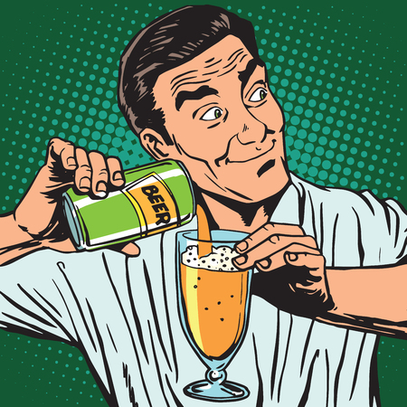 avatar portrait bartender pouring beer. Pop art retro vector illustrationの写真素材