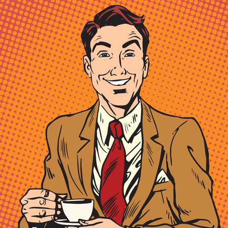 Printavatar portrait of man drinking coffeeの写真素材
