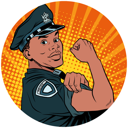 we can do it black policeman African American pop art avatar chaのイラスト素材