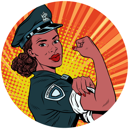 we can do it black police woman African American pop art avatarのイラスト素材