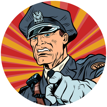 points serious police officer pop art avatar character iconのイラスト素材