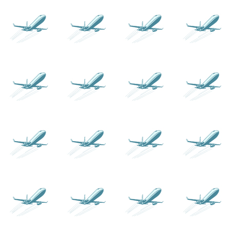 Aircraft aviation airplane air transport seamless pattern isolated on white background. Airplane aviation travel voyage tourism air transport. Pop art retro vector illustrationの写真素材