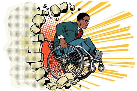 African Businessman in a wheelchair. Disabilities and healthのイラスト素材