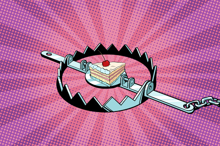 Iron trap with cherry cakeのイラスト素材