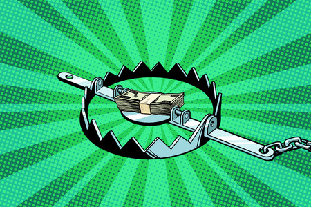 Money in an iron trapのイラスト素材