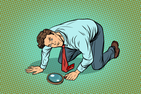 Businessman investigator looking with magnifying glassのイラスト素材