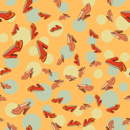 Red women shoes seamless pattern fashion backgroundのイラスト素材