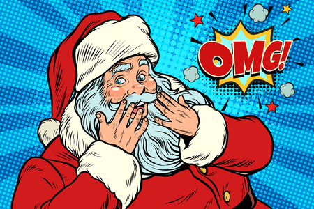 OMG surprise Santa Claus reactionのイラスト素材