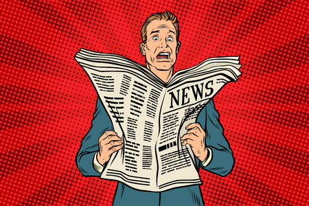 bad news in the newspaperのイラスト素材