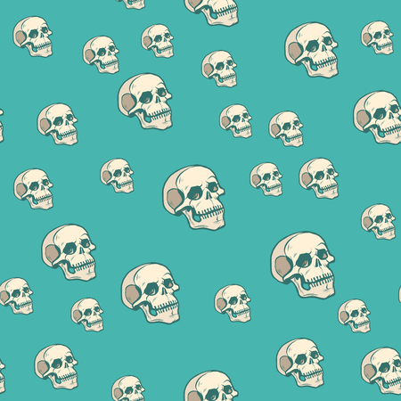 Human skull seamless pattern backgroundのイラスト素材