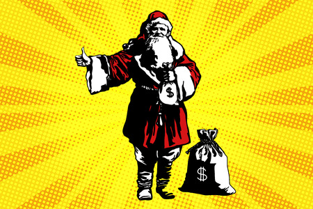 Santa Claus with a bag of moneyのイラスト素材