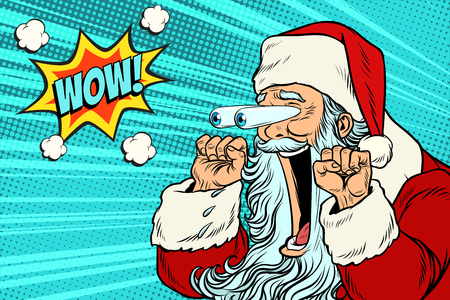 Wow Santa Claus Christmas character emotional reactionのイラスト素材