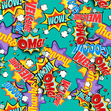 Comic book words pop art patternのイラスト素材
