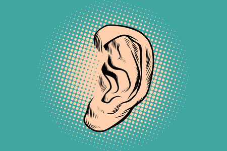Male human ear. Pop art retro vector illustrationの写真素材