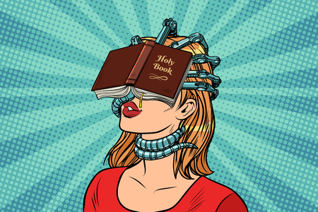 religious fanatic woman. Pop art retro vector vintage illustrationsの写真素材