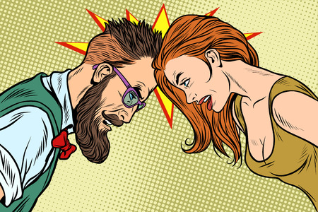 man vs woman, confrontation and competitionのイラスト素材