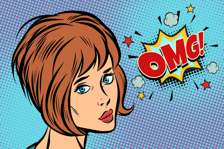 Sad OMG woman Pop art retroのイラスト素材