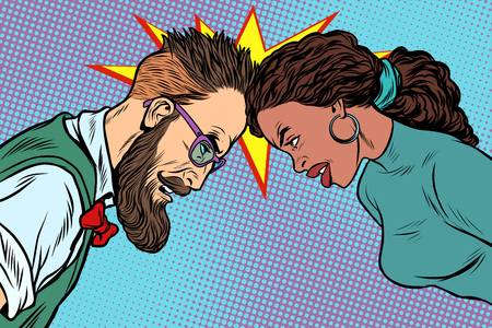 man vs woman, confrontation and competitionのイラスト素材