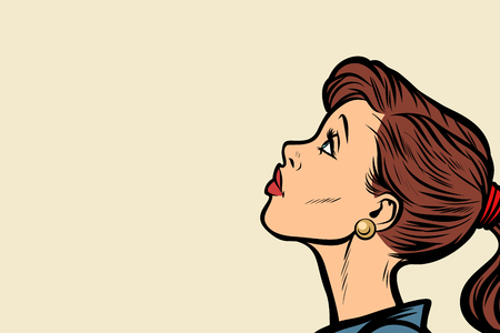 Close-up woman face profile. Pop art retro vector illustrationのイラスト素材